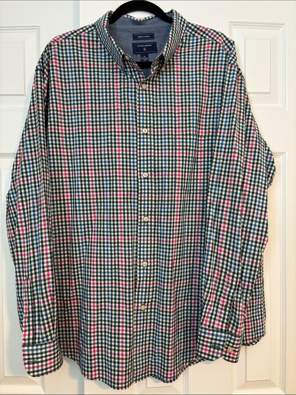 Saddlebred Green and Pink Plaid Button-Down Shirt